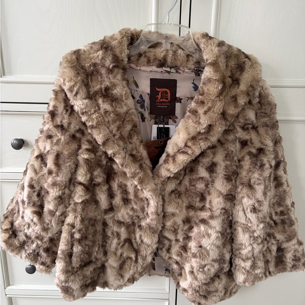 Dollhouse Plush Teddy Jacket in Brown